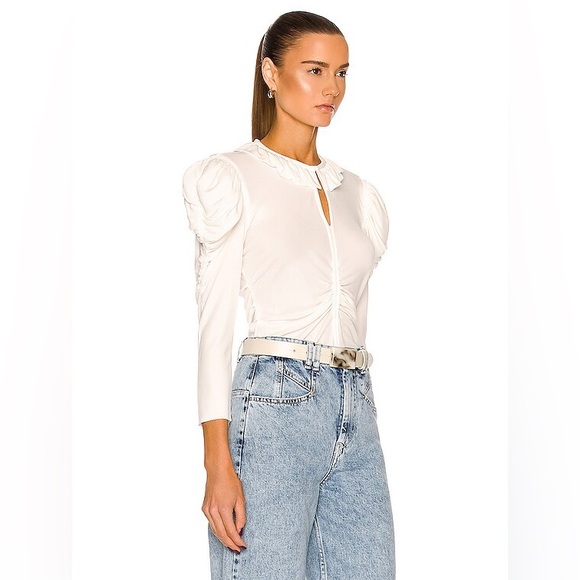 ISABEL MARANT Jen Top Ruched Puff Sleeve Blouse Size 42 NEW - Picture 3 of 16